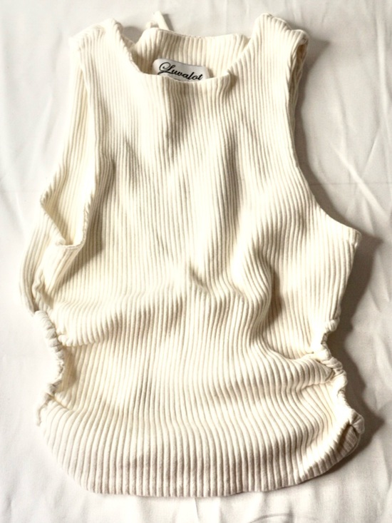 Luvalot Tops - Luvalot Ivory Ribbed Crop Tank Top
